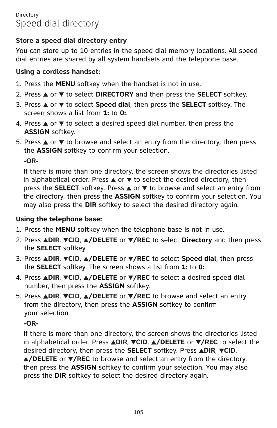 Speed dial directory, Store a speed dial directory, Entry | AT&T TL86109 User Manual | Page 111 / 166