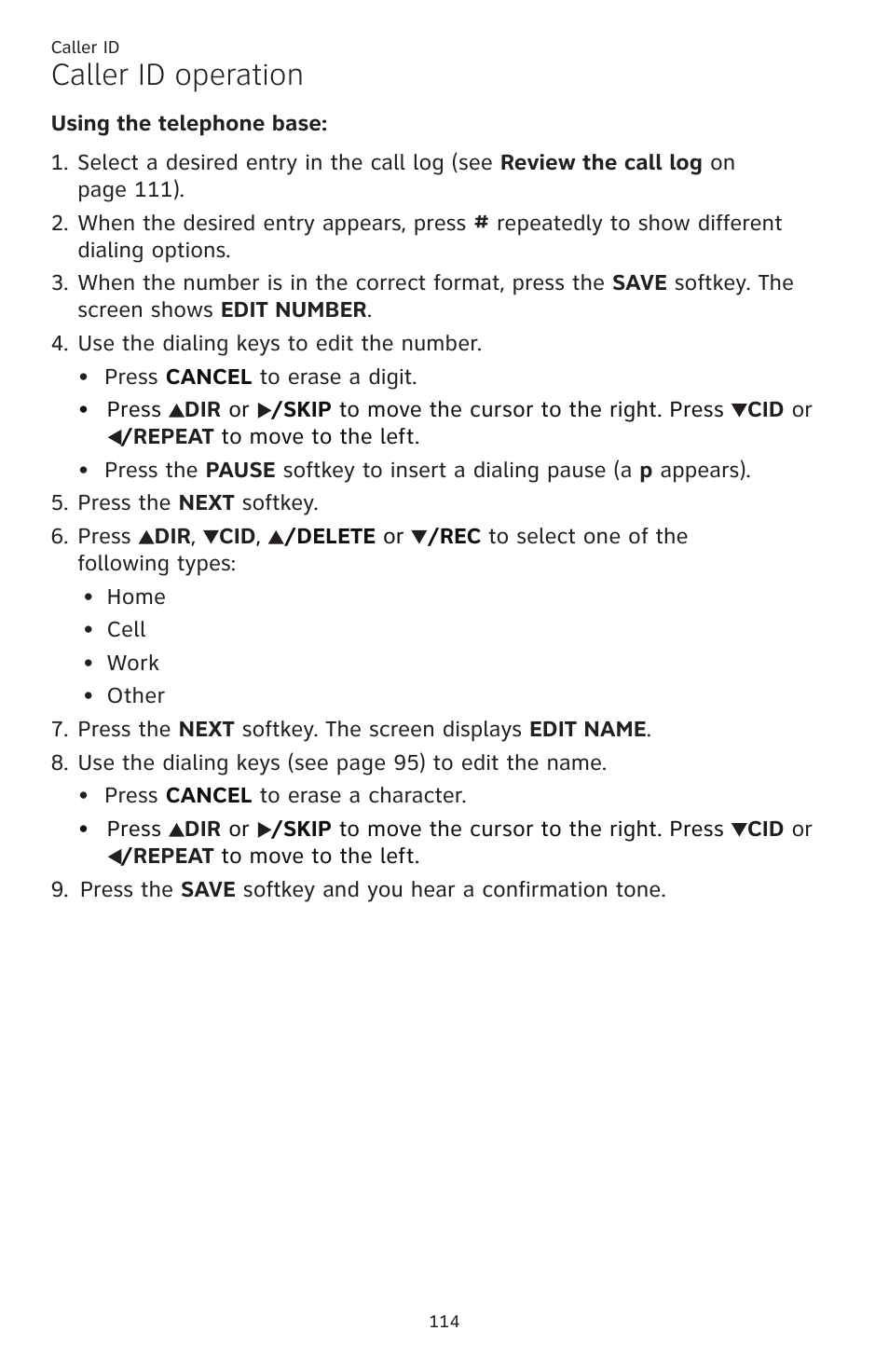 Caller id operation | AT&T TL86109 User Manual | Page 120 / 166