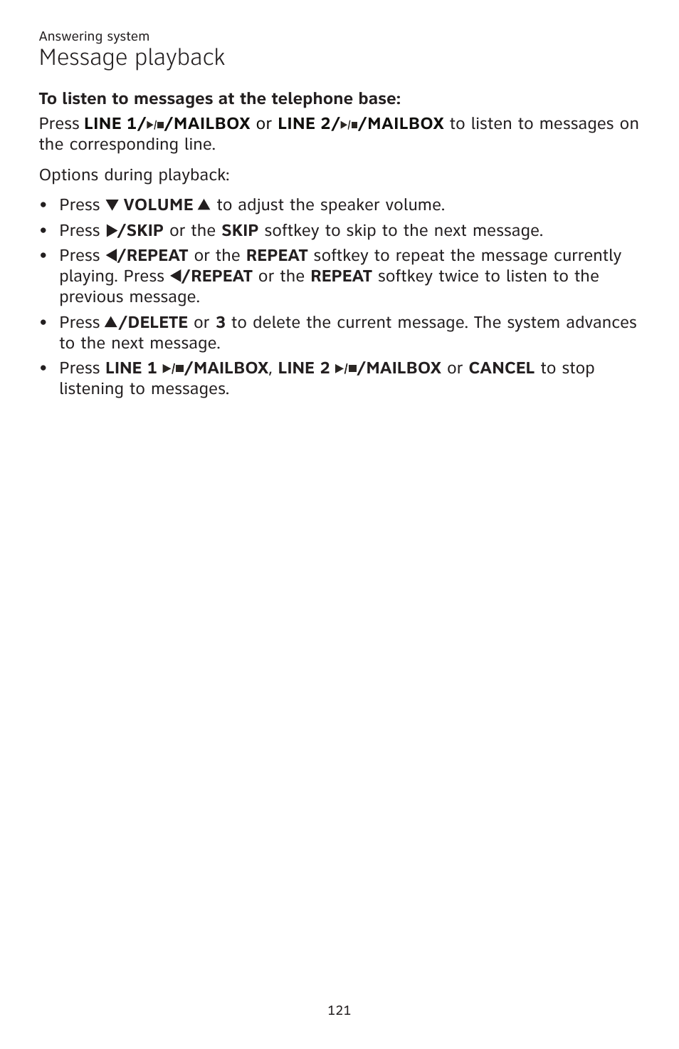 Message playback | AT&T TL86109 User Manual | Page 127 / 166