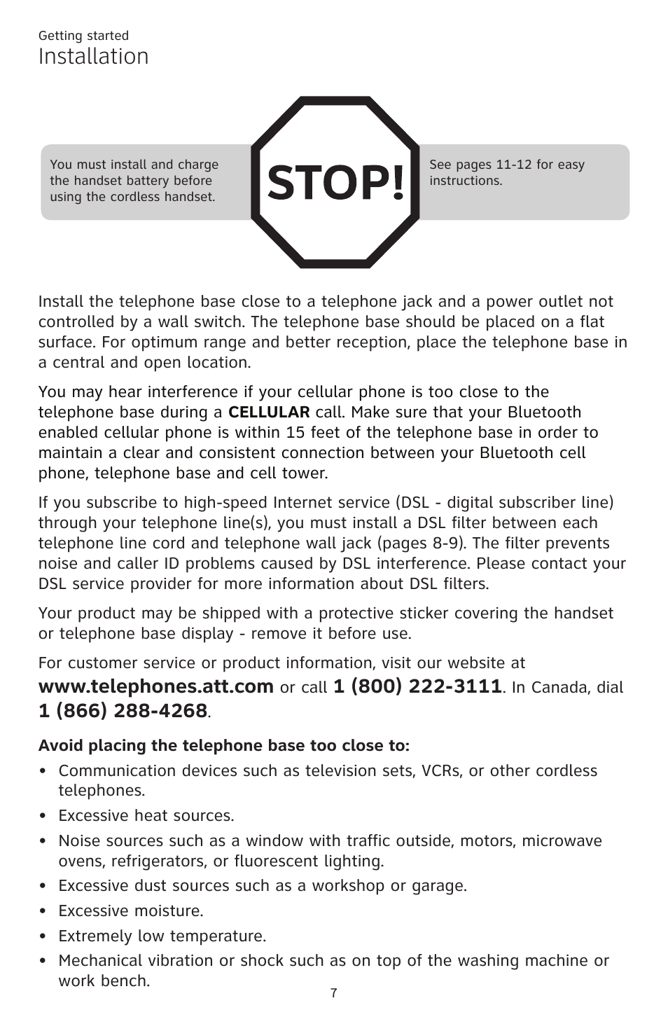 Installation | AT&T TL86109 User Manual | Page 13 / 166