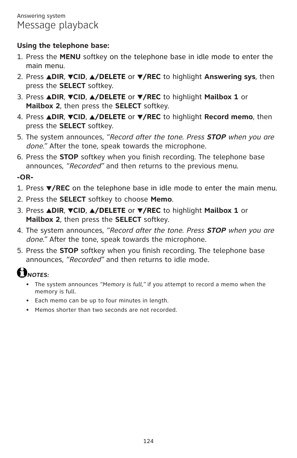 Message playback | AT&T TL86109 User Manual | Page 130 / 166