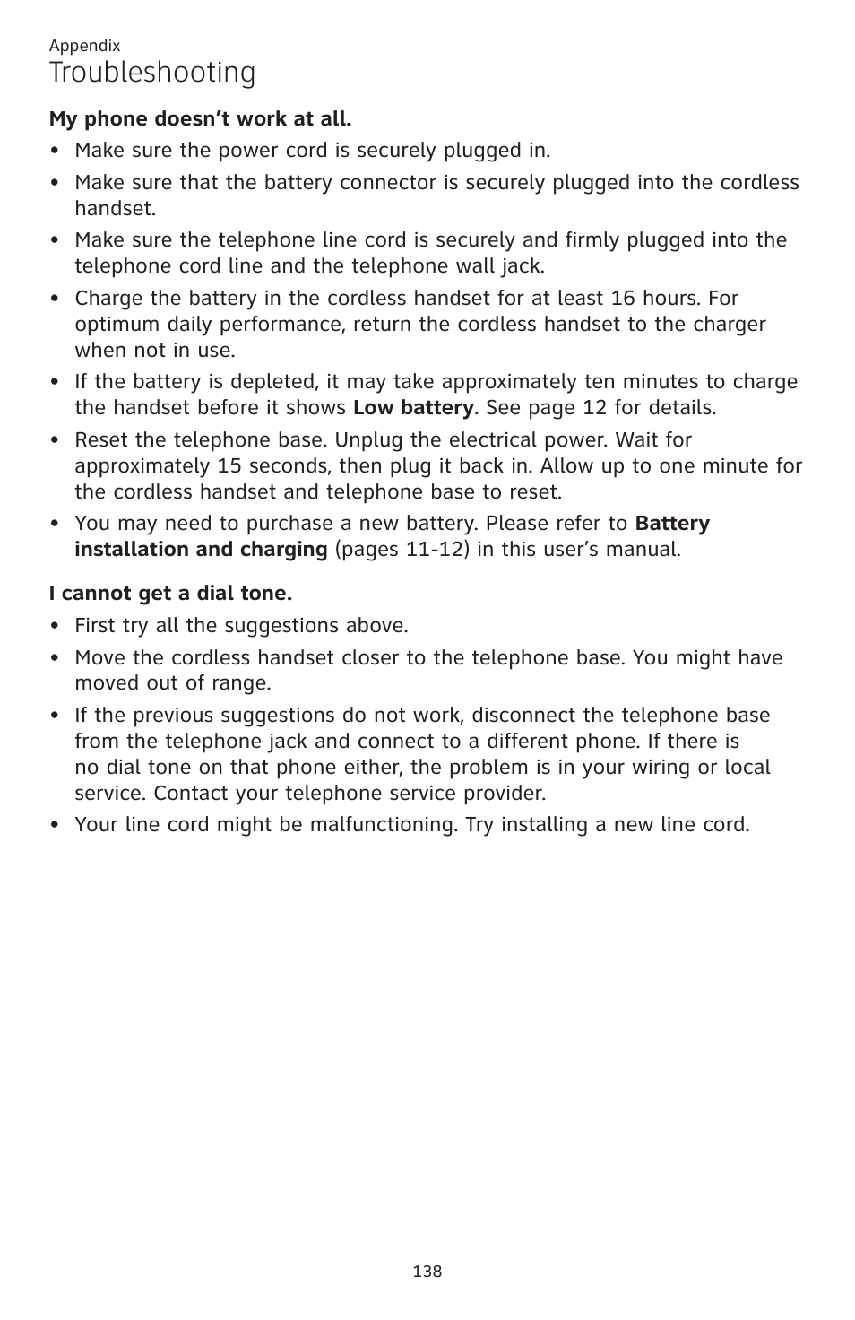 Troubleshooting | AT&T TL86109 User Manual | Page 144 / 166