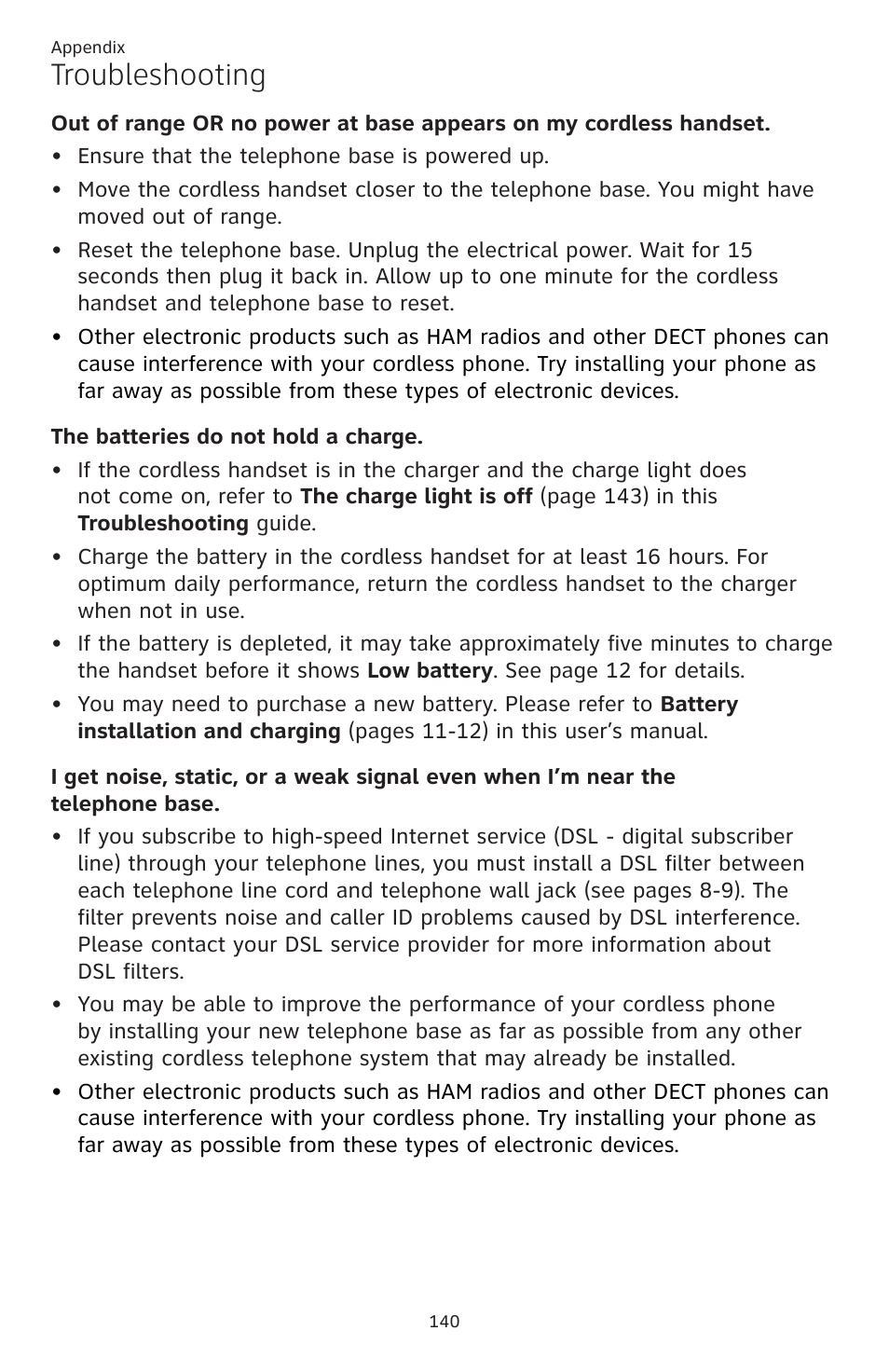 Troubleshooting | AT&T TL86109 User Manual | Page 146 / 166