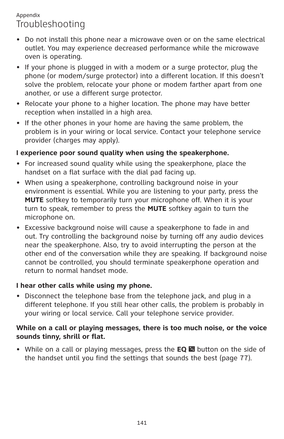 Troubleshooting | AT&T TL86109 User Manual | Page 147 / 166