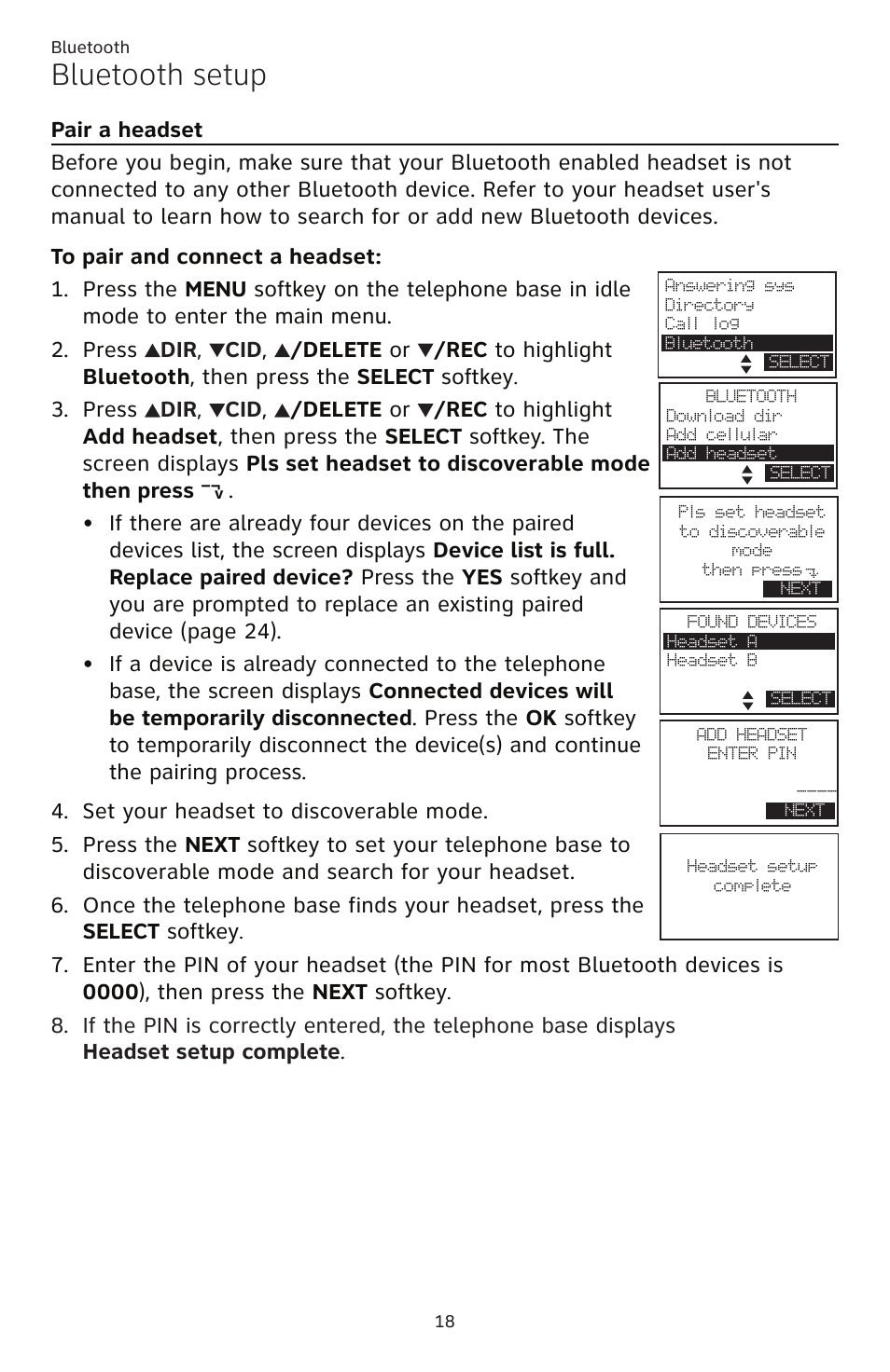 Pair a headset, Bluetooth setup | AT&T TL86109 User Manual | Page 24 / 166