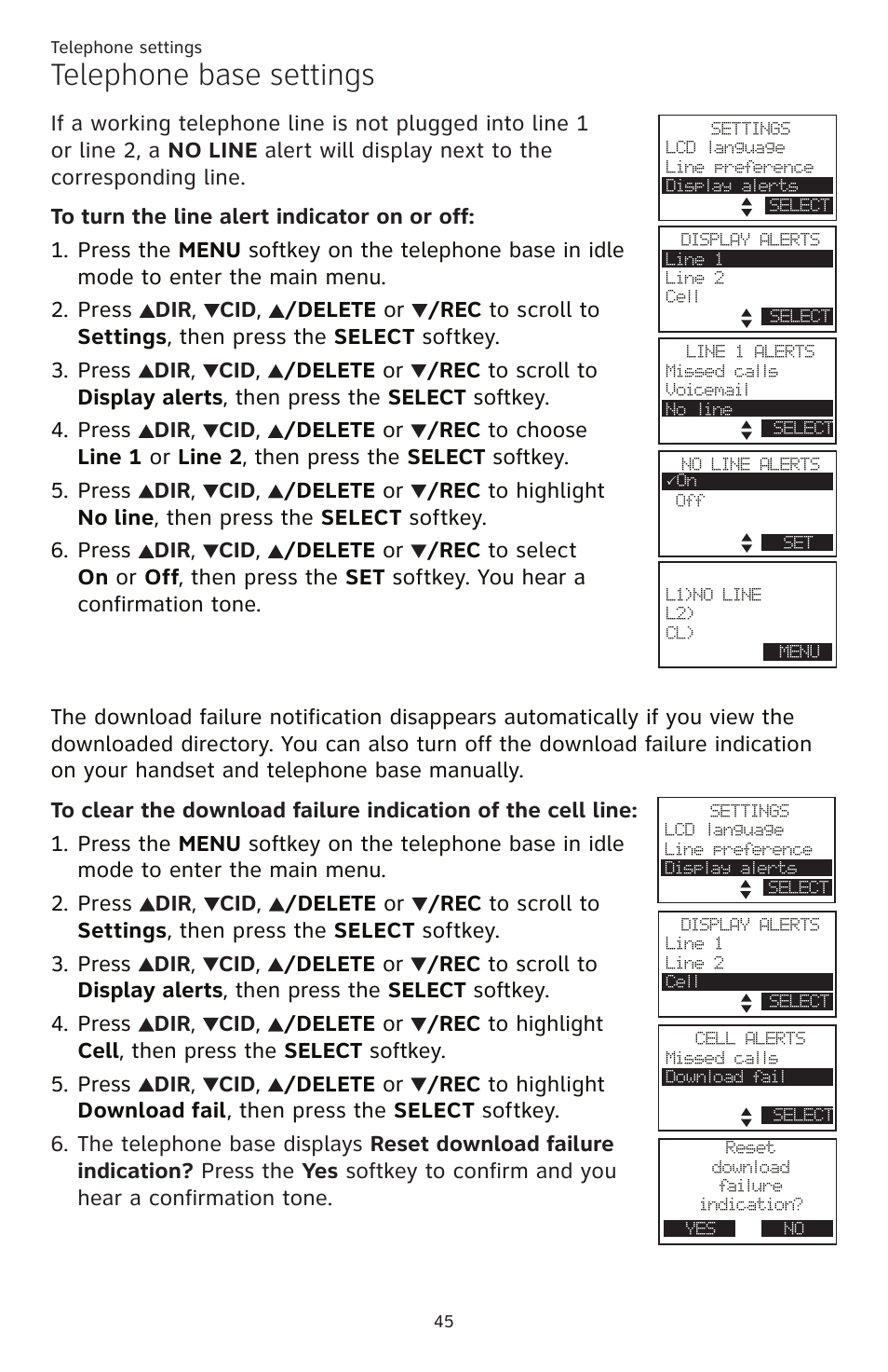 Telephone base settings | AT&T TL86109 User Manual | Page 51 / 166