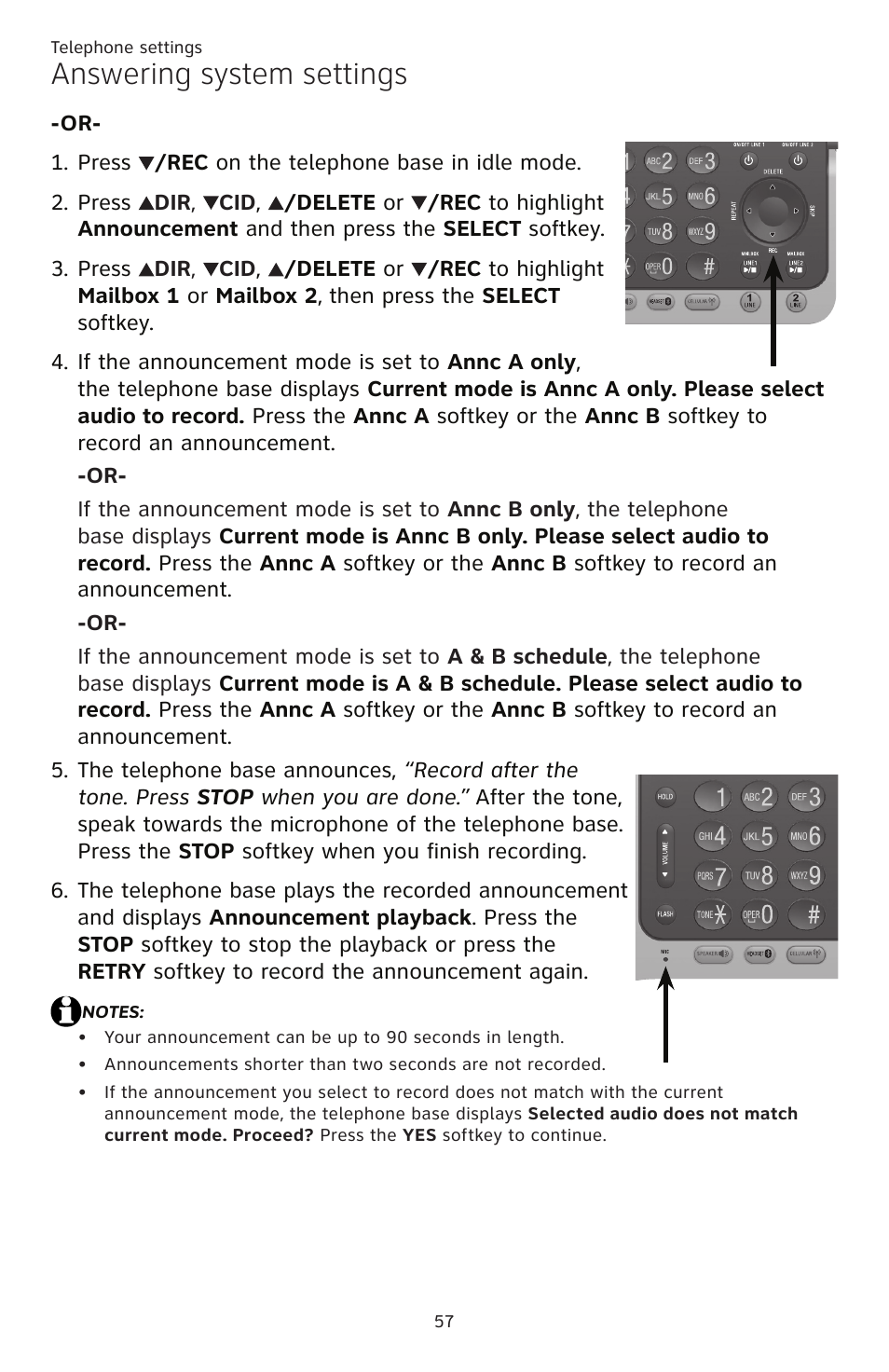 Answering system settings | AT&T TL86109 User Manual | Page 63 / 166