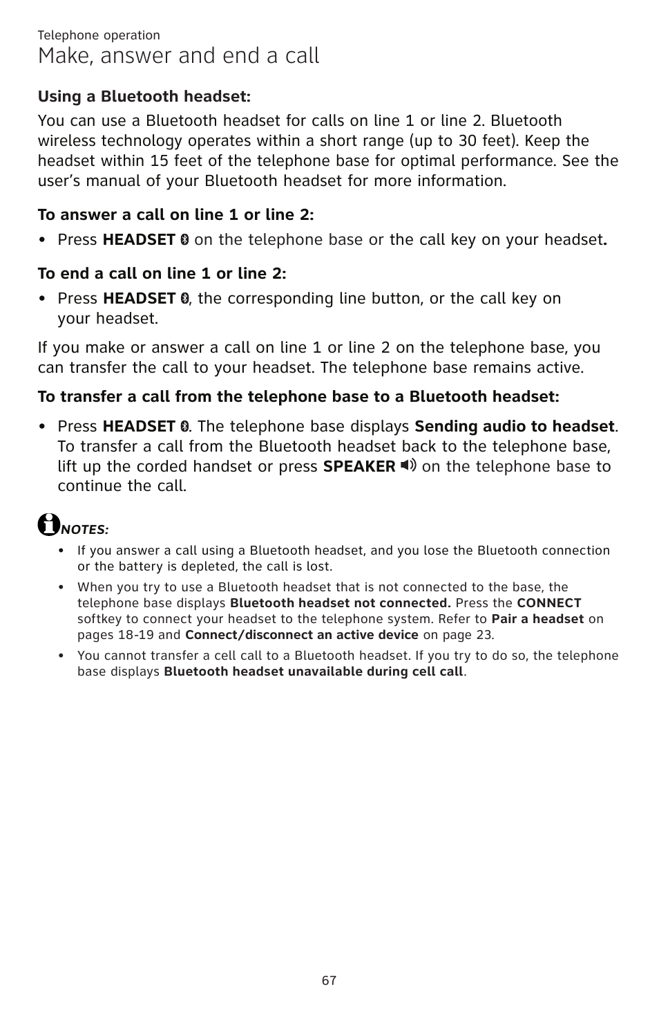 Make, answer and end a call | AT&T TL86109 User Manual | Page 73 / 166