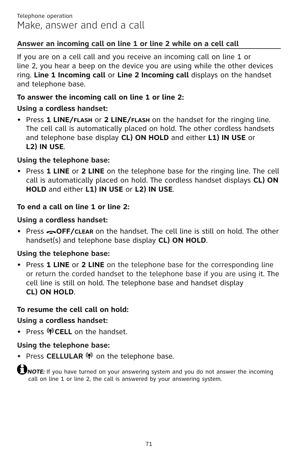 Call, Make, answer and end a call | AT&T TL86109 User Manual | Page 77 / 166