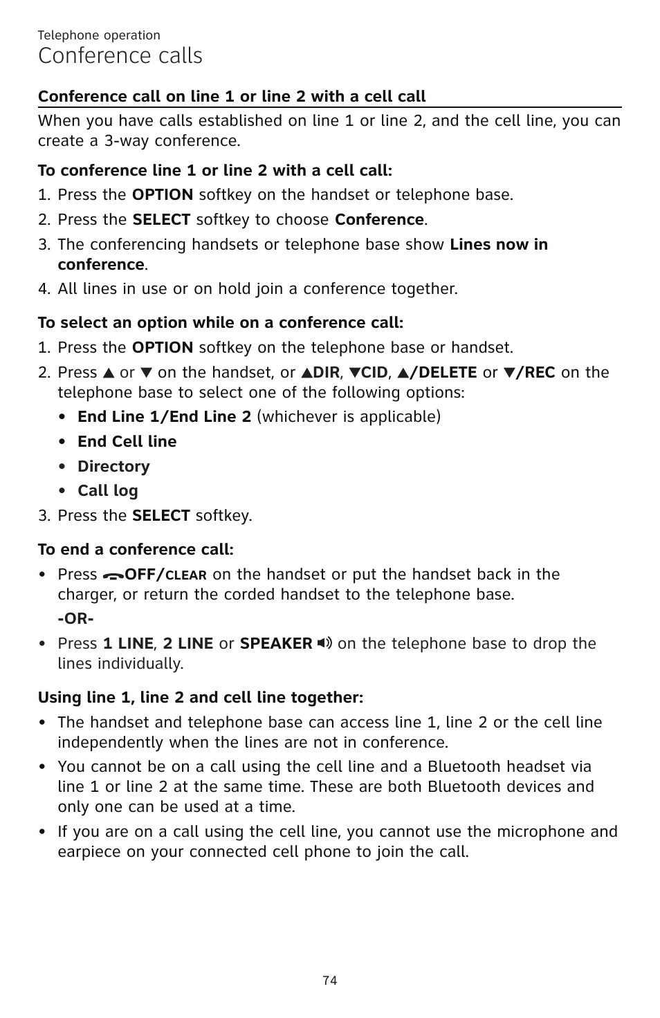 Conference calls | AT&T TL86109 User Manual | Page 80 / 166