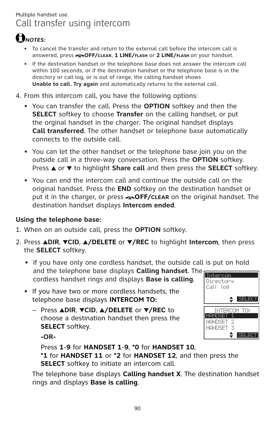 Call transfer using intercom | AT&T TL86109 User Manual | Page 96 / 166
