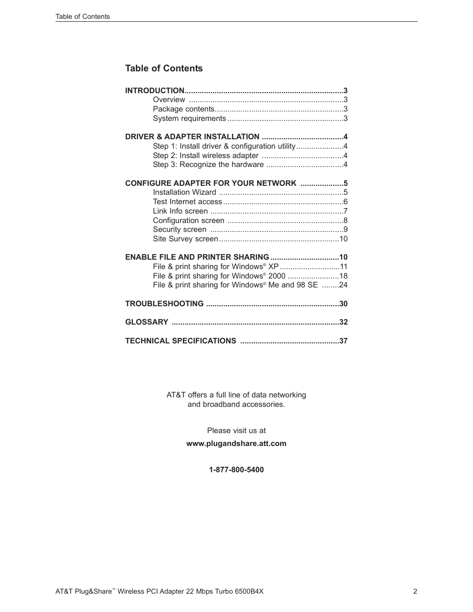 AT&T Turbo 802.11b User Manual | Page 2 / 38