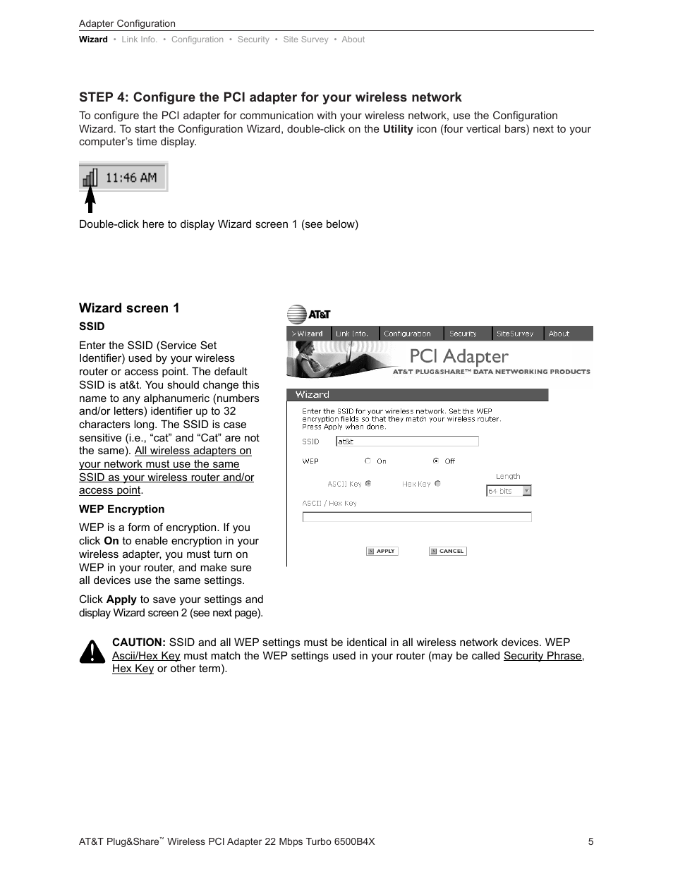 Wizard screen 1 | AT&T Turbo 802.11b User Manual | Page 5 / 38