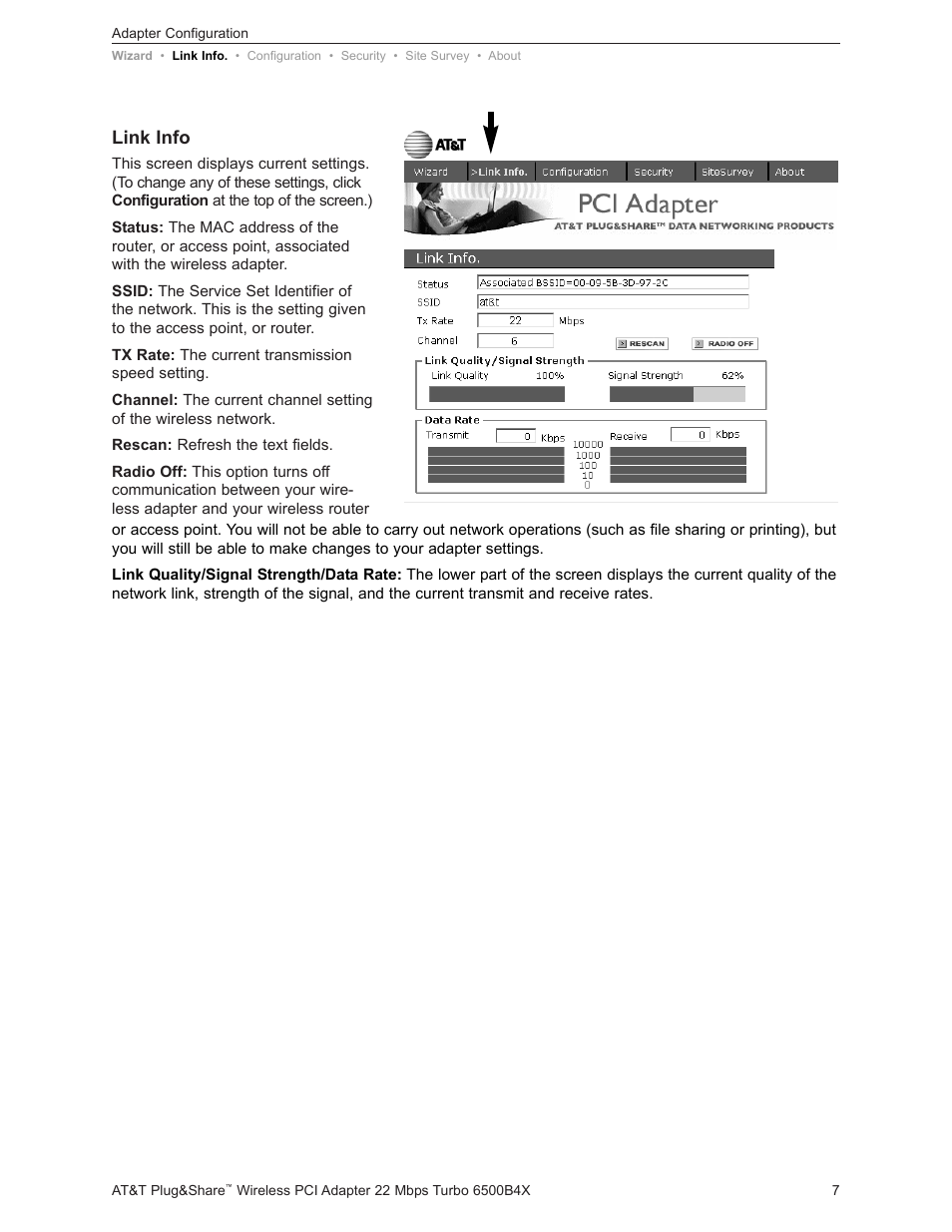 Link info | AT&T Turbo 802.11b User Manual | Page 7 / 38