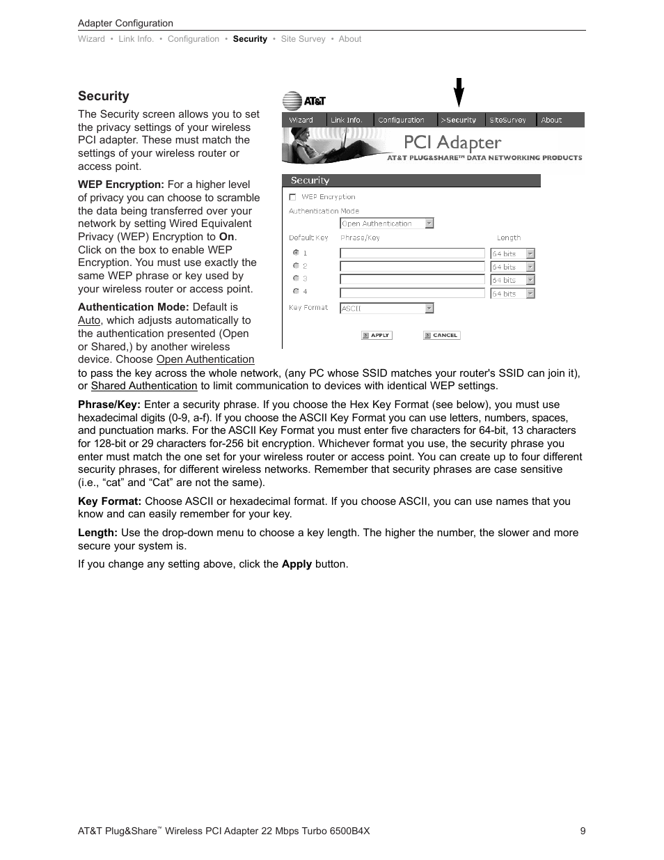 Security | AT&T Turbo 802.11b User Manual | Page 9 / 38