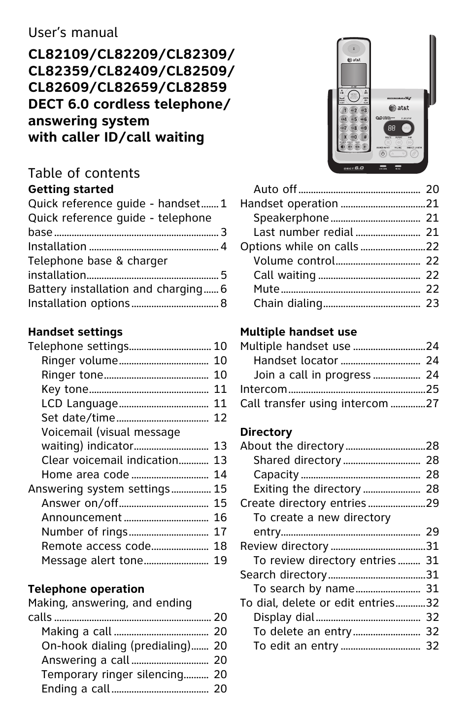 AT&T CL82609 User Manual | Page 4 / 77