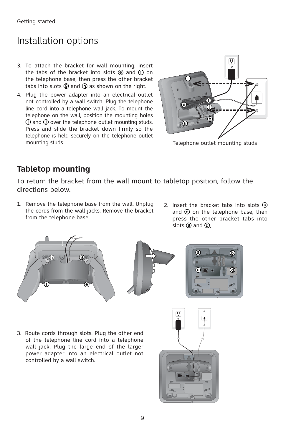 Installation options, Tabletop mounting | AT&T E1833B User Manual | Page 12 / 55