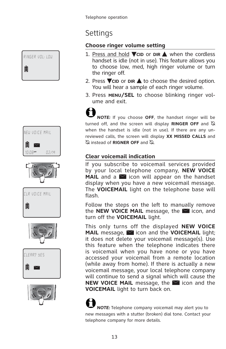 Settings | AT&T E1833B User Manual | Page 16 / 55