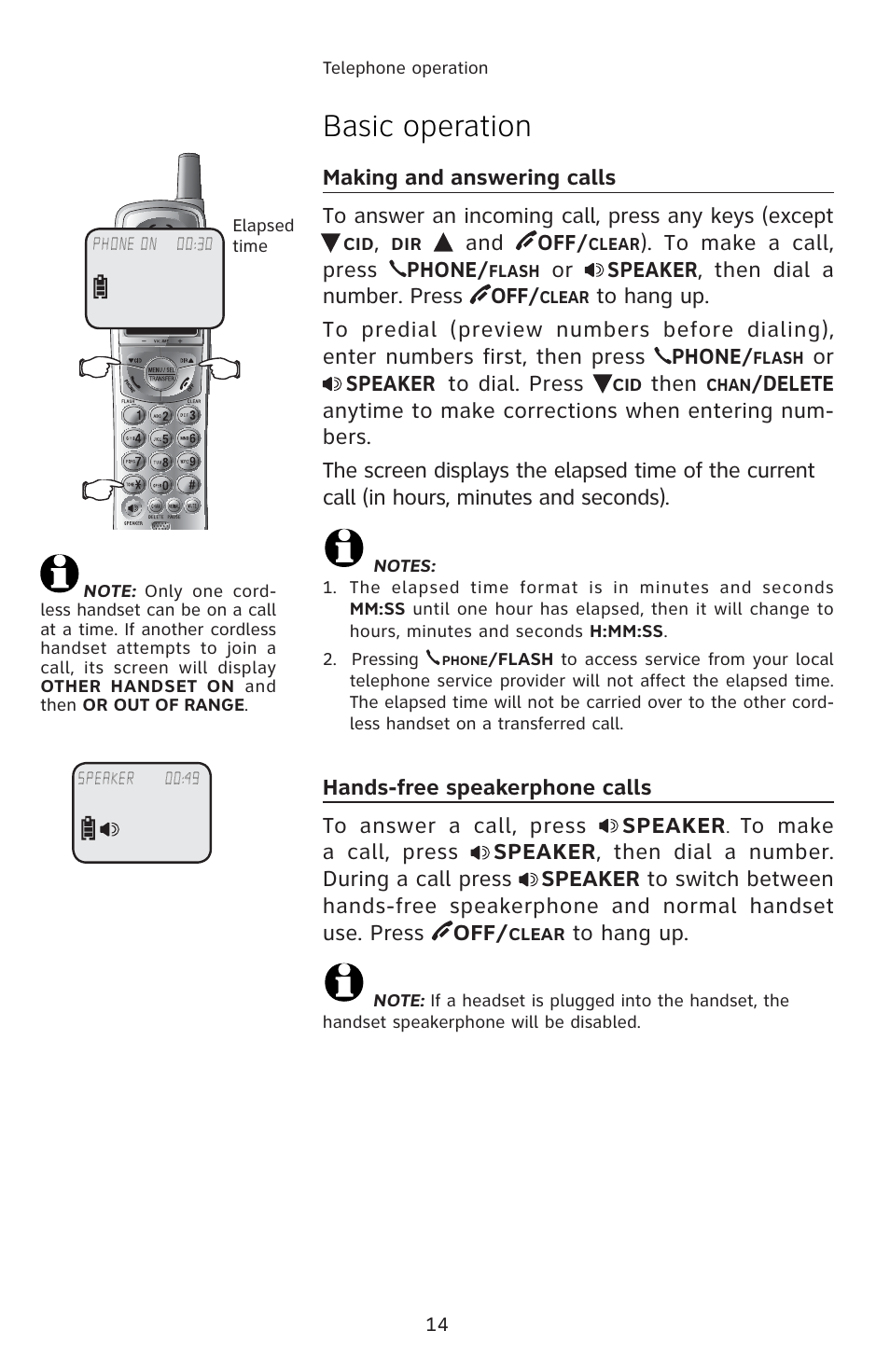 Basic operation | AT&T E1833B User Manual | Page 17 / 55