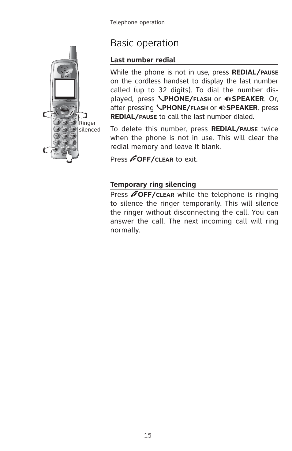 Basic operation | AT&T E1833B User Manual | Page 18 / 55