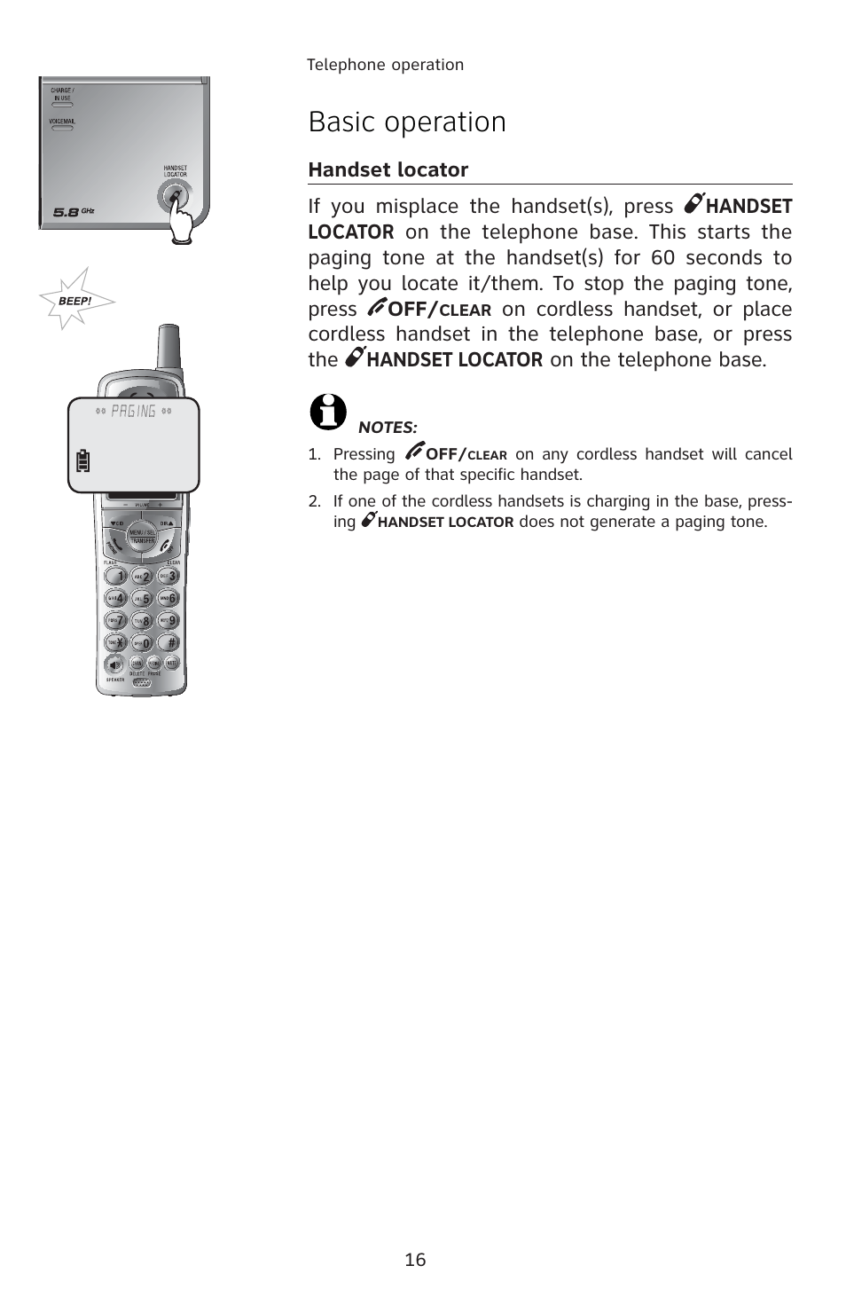 Basic operation | AT&T E1833B User Manual | Page 19 / 55