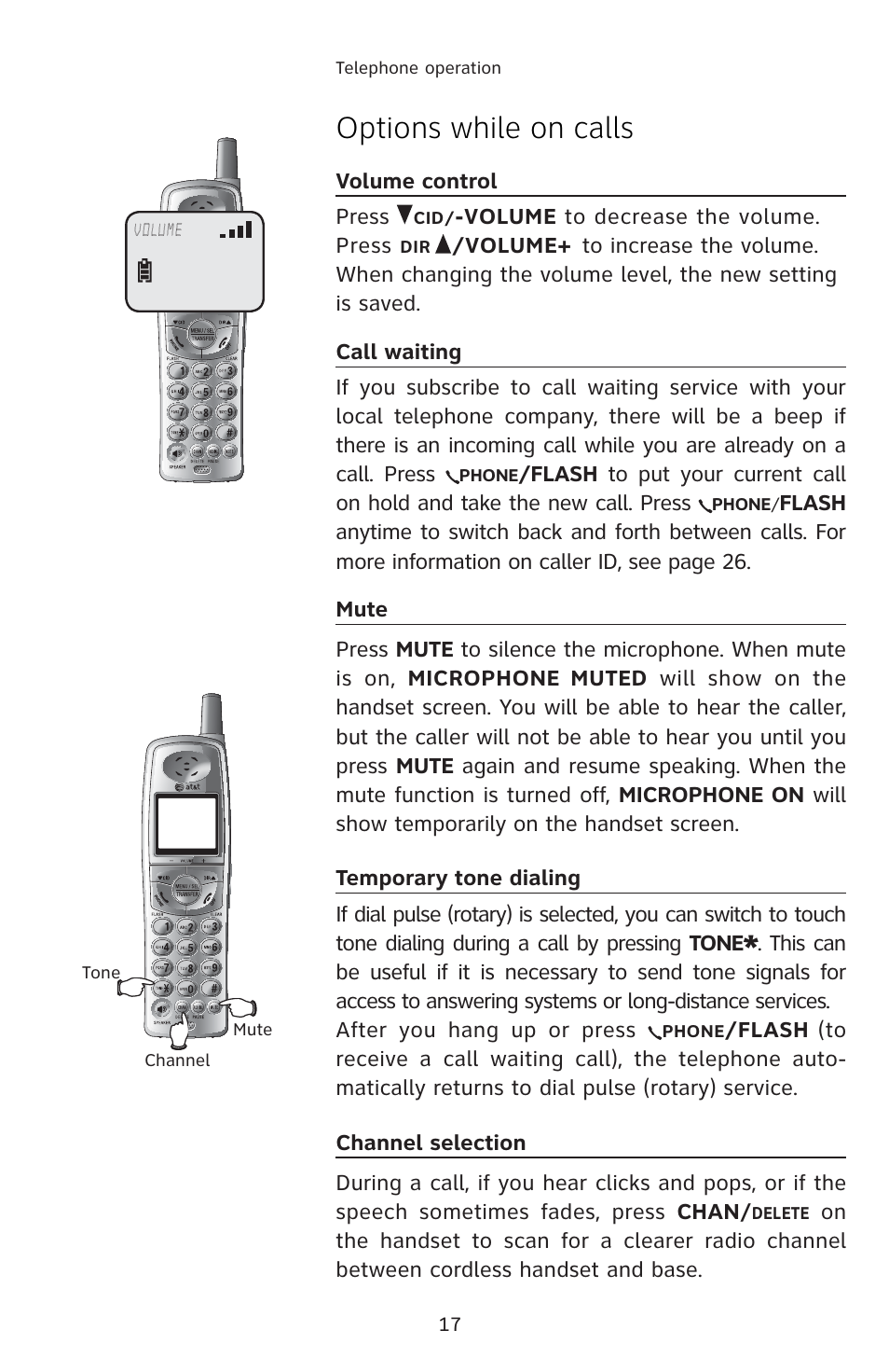 Options while on calls | AT&T E1833B User Manual | Page 20 / 55