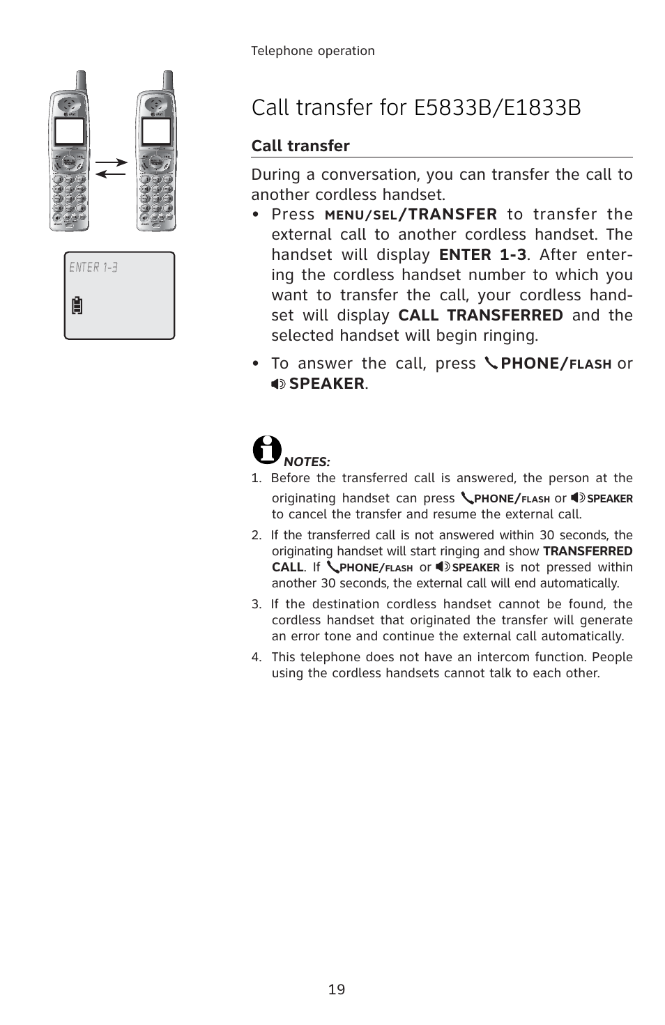 Or speaker | AT&T E1833B User Manual | Page 22 / 55