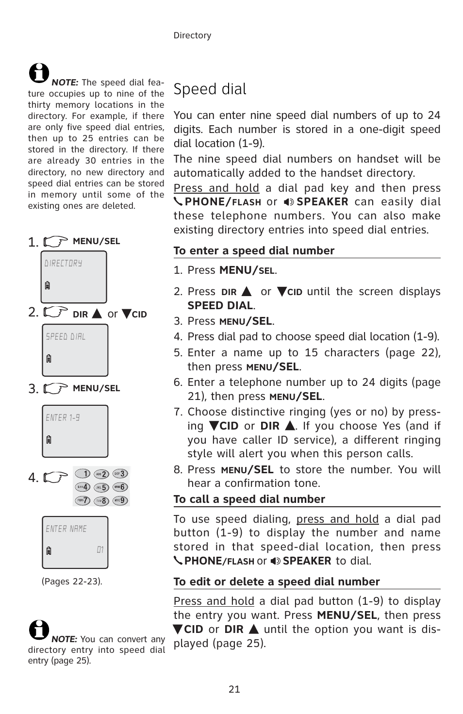 Speed dial | AT&T E1833B User Manual | Page 24 / 55