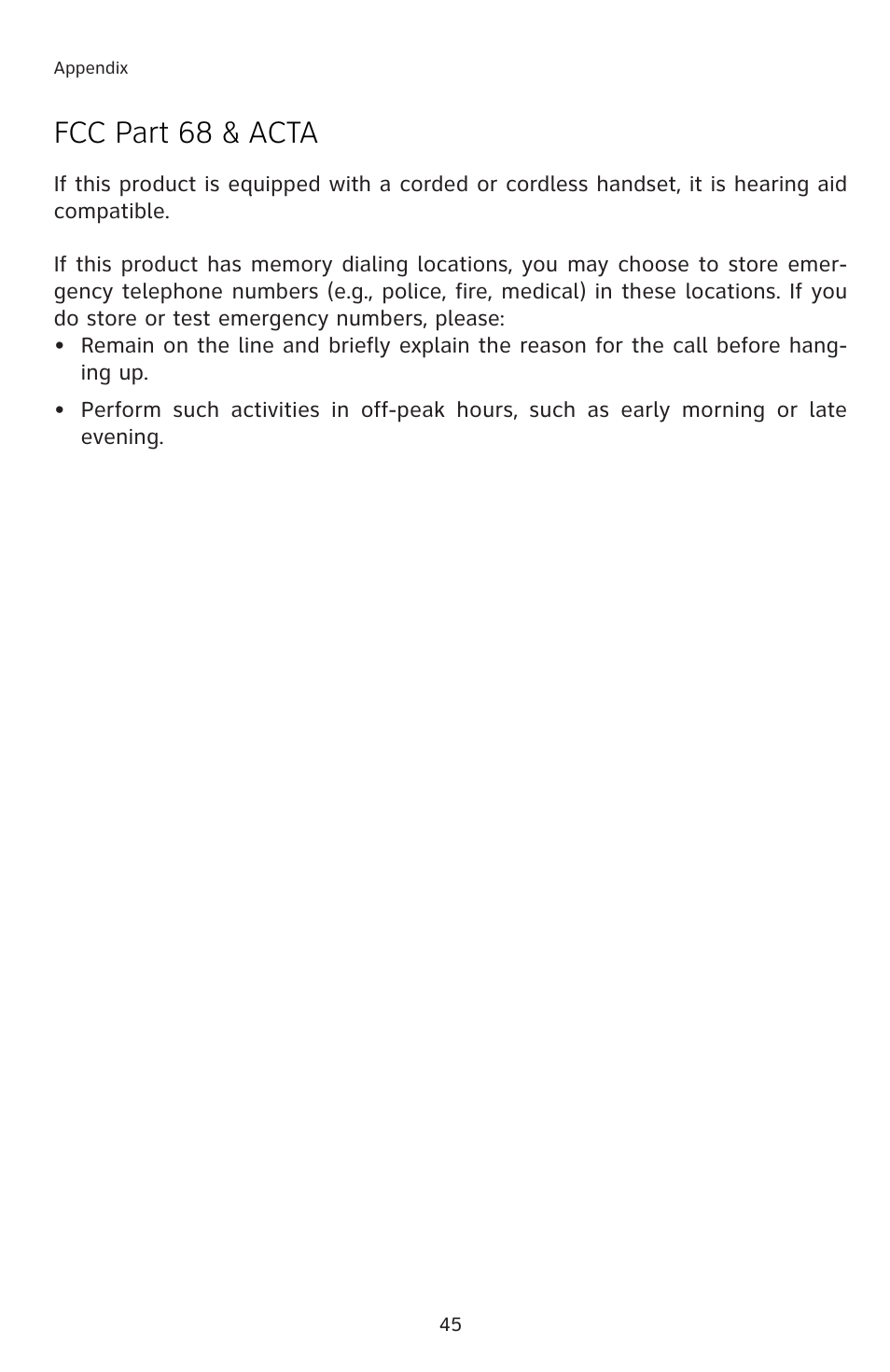 Fcc part 68 & acta | AT&T E1833B User Manual | Page 48 / 55