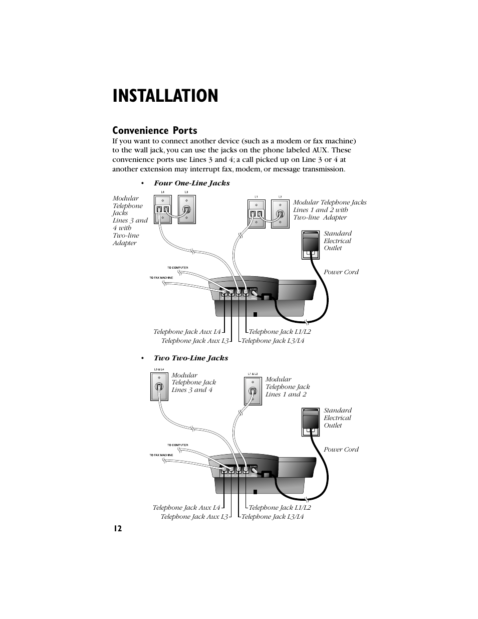Installation, Convenience ports | AT&T 944 User Manual | Page 13 / 43
