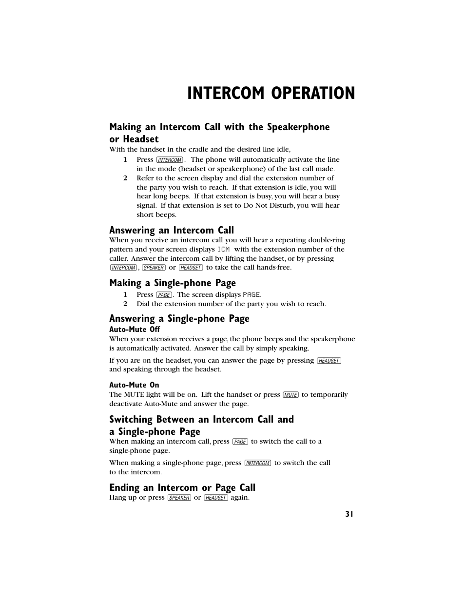 Intercom operation, Answering an intercom call, Making a single-phone page | Answering a single-phone page, Ending an intercom or page call | AT&T 944 User Manual | Page 32 / 43