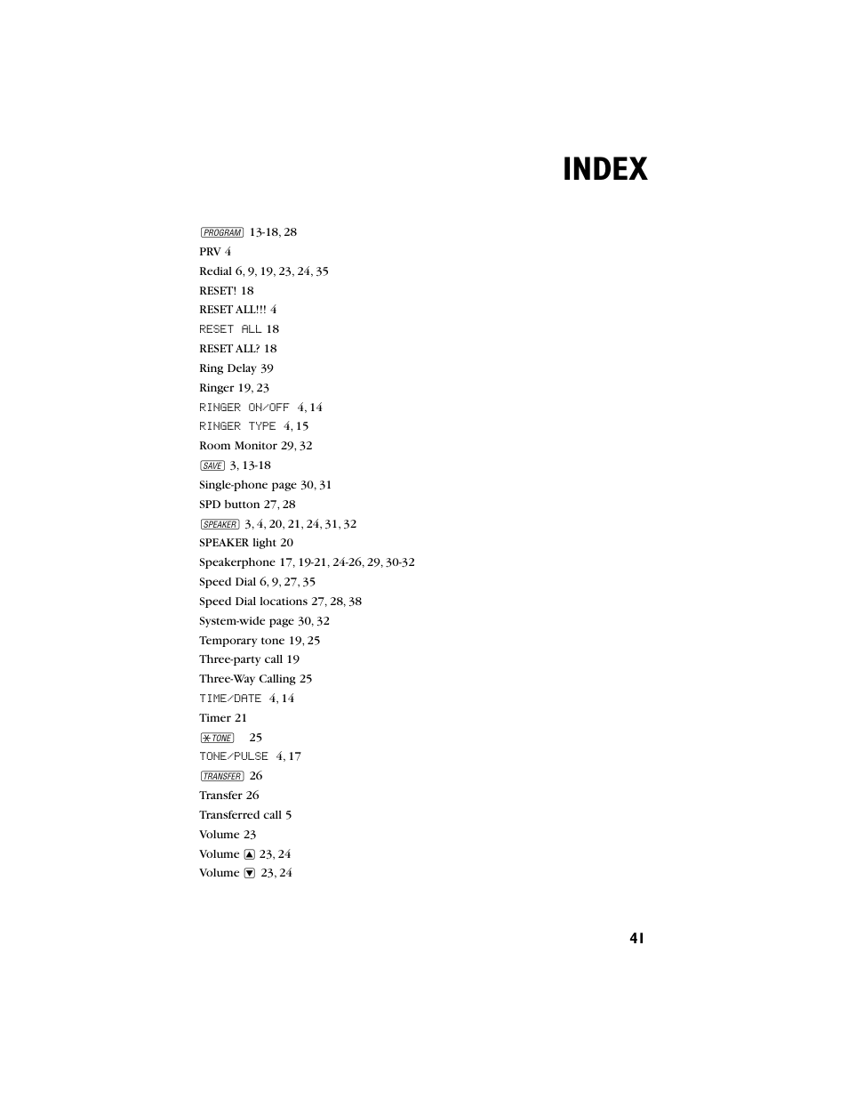 Index | AT&T 944 User Manual | Page 42 / 43