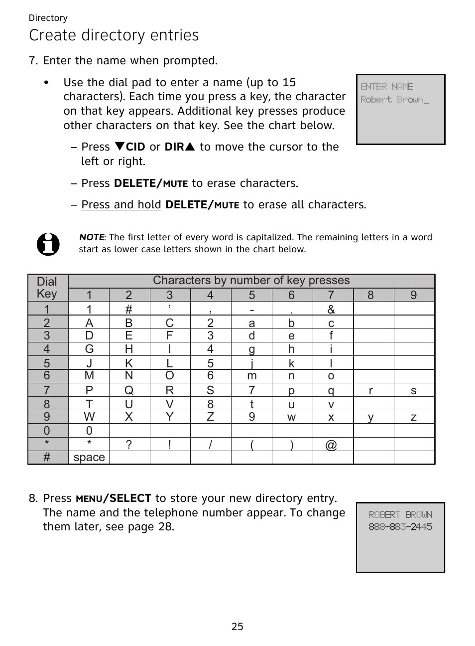 Create directory entries | AT&T DECT EL51359 User Manual | Page 30 / 65