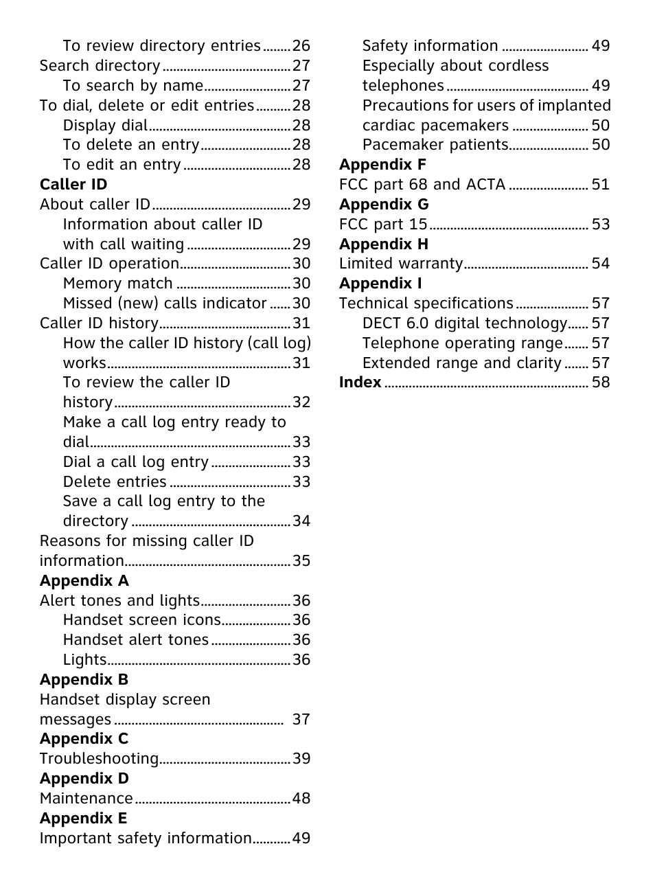 AT&T DECT EL51359 User Manual | Page 5 / 65