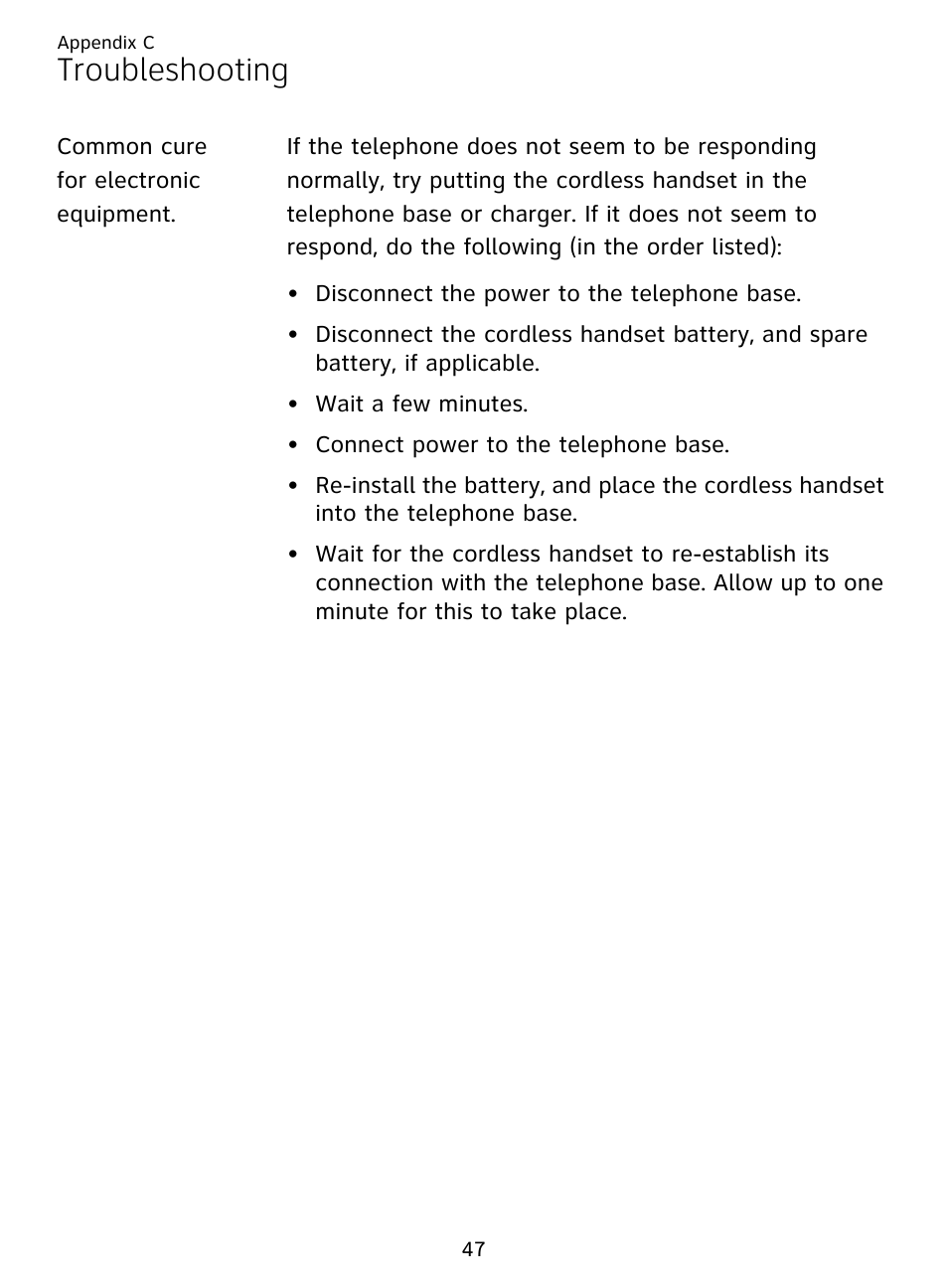 Troubleshooting | AT&T DECT EL51359 User Manual | Page 52 / 65
