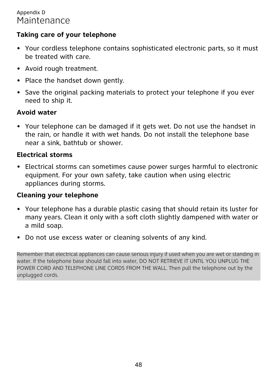 Maintenance | AT&T DECT EL51359 User Manual | Page 53 / 65