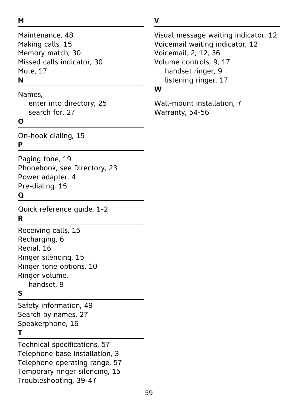 AT&T DECT EL51359 User Manual | Page 64 / 65