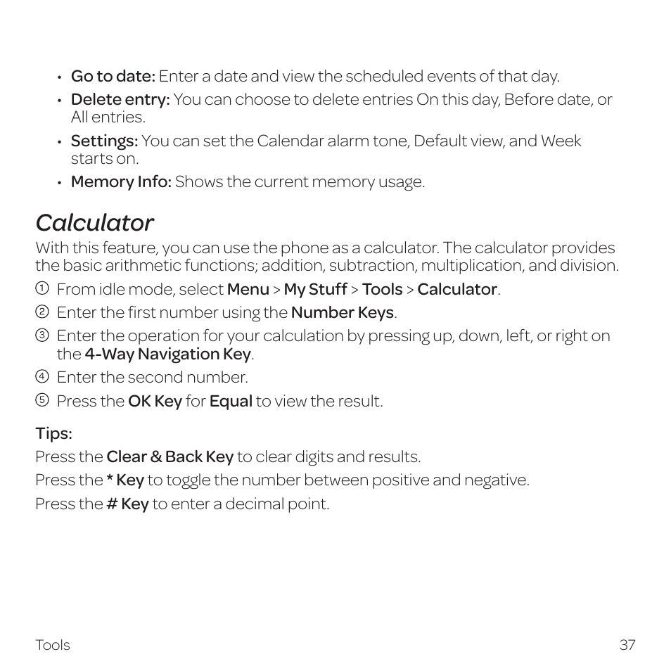 Calculator | AT&T Z331 User Manual | Page 43 / 84
