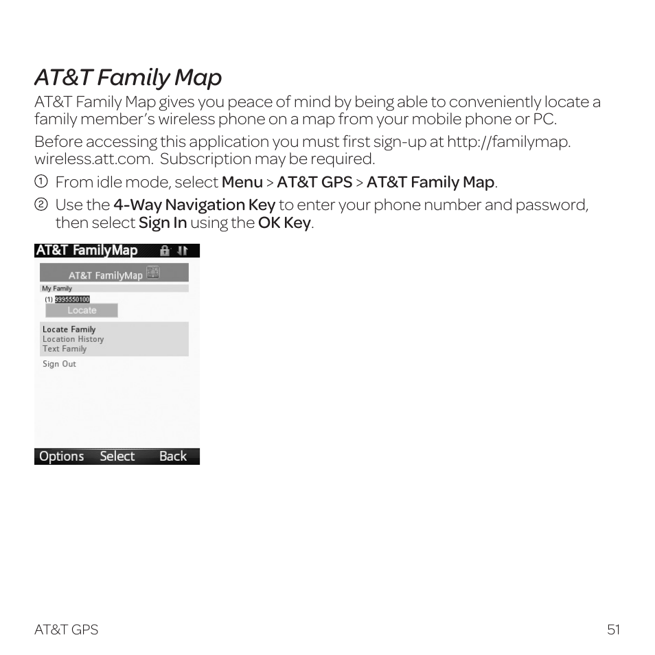At&t family map | AT&T Z331 User Manual | Page 57 / 84
