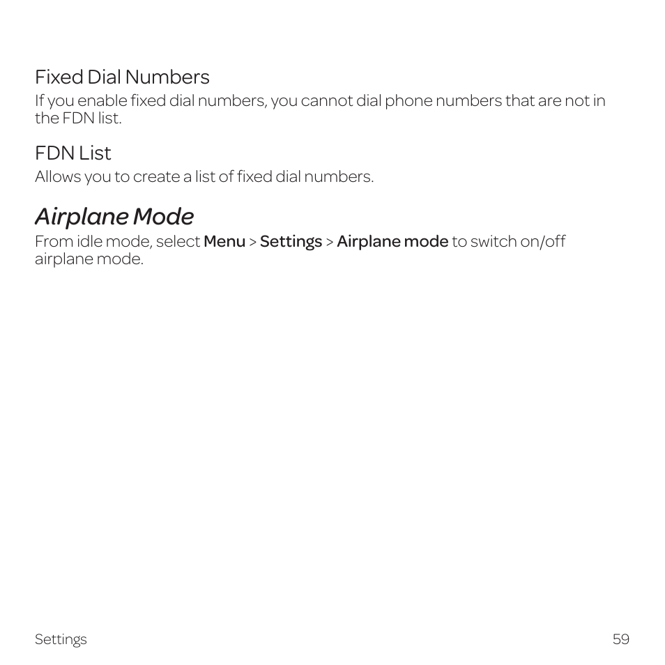 Airplane mode | AT&T Z331 User Manual | Page 65 / 84