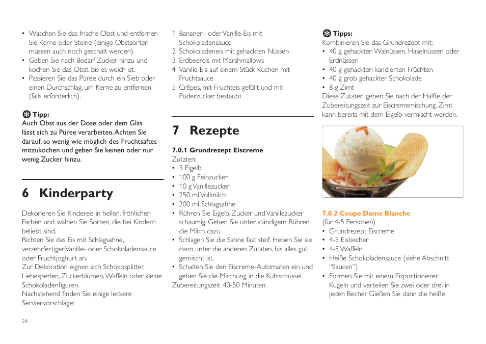 6 kinderparty, 7 rezepte | Philips Sorbetière User Manual | Page 24 / 84