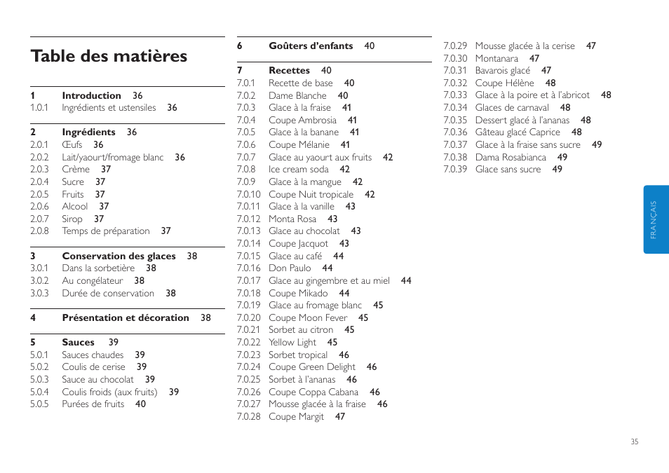 Philips Sorbetière User Manual | Page 35 / 84