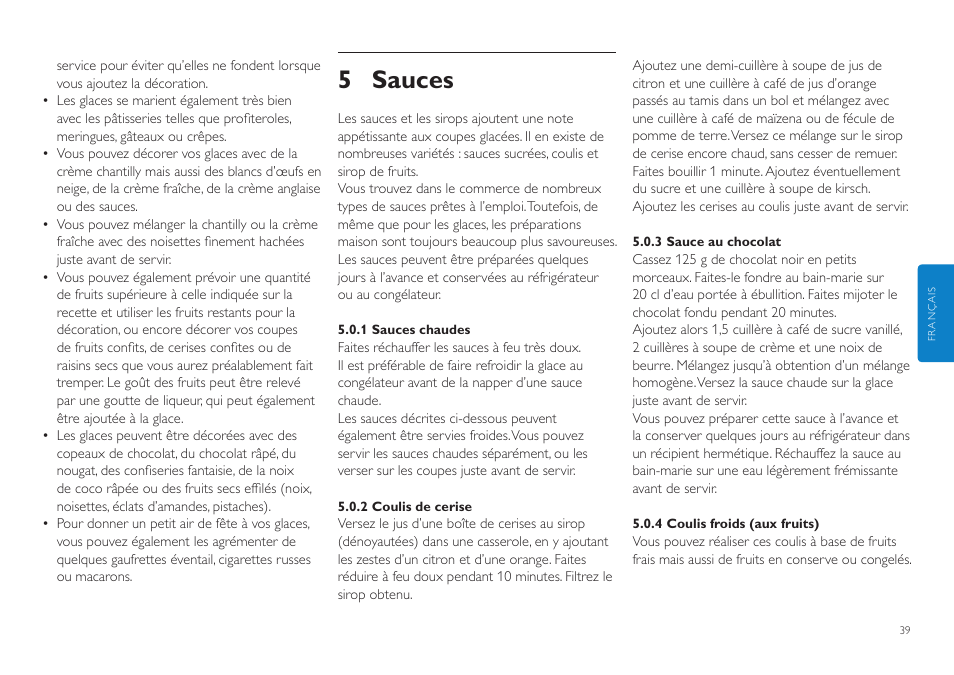 5 sauces | Philips Sorbetière User Manual | Page 39 / 84