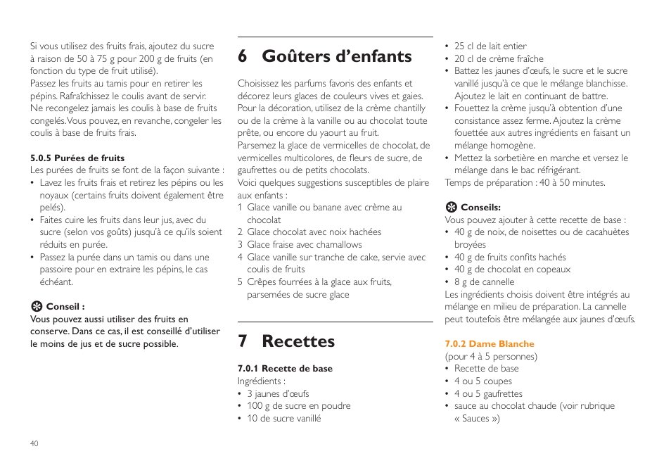 6 goûters d’enfants, 7 recettes | Philips Sorbetière User Manual | Page 40 / 84