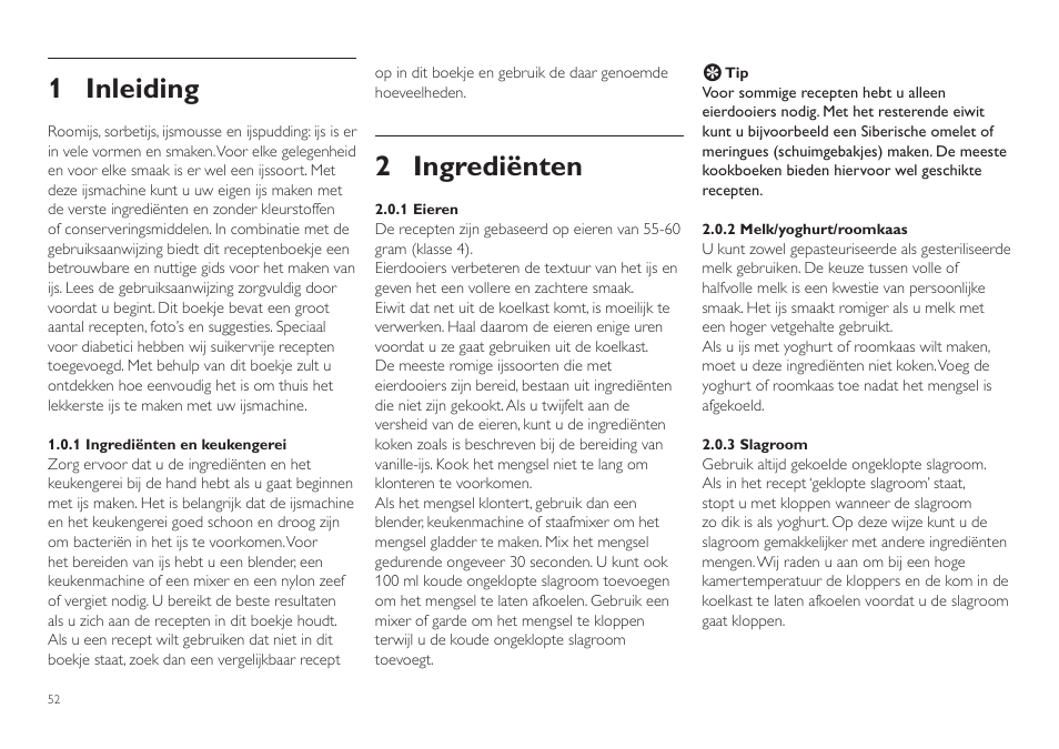 1 inleiding, 2 ingrediënten | Philips Sorbetière User Manual | Page 52 / 84