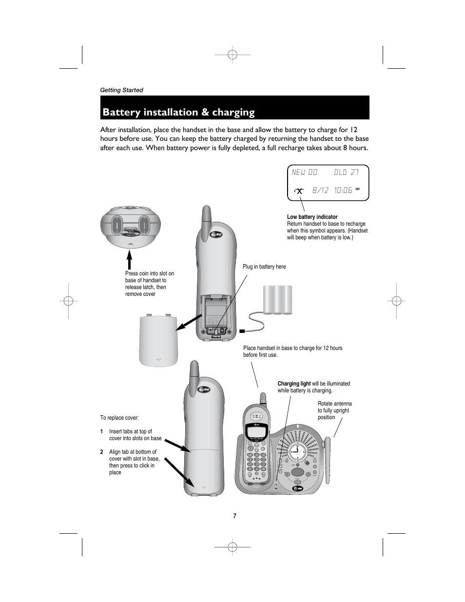 Battery installation & charging | AT&T 1165 User Manual | Page 9 / 47