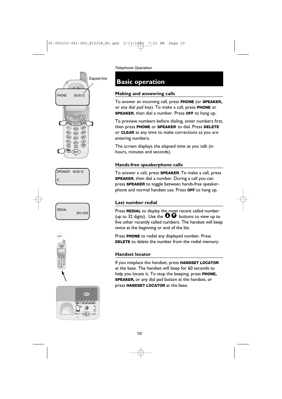 Basic operation | AT&T E2725B User Manual | Page 12 / 39
