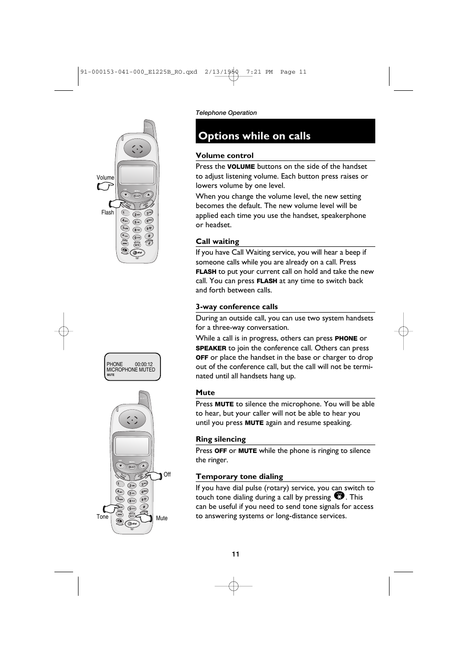 Options while on calls | AT&T E2725B User Manual | Page 13 / 39