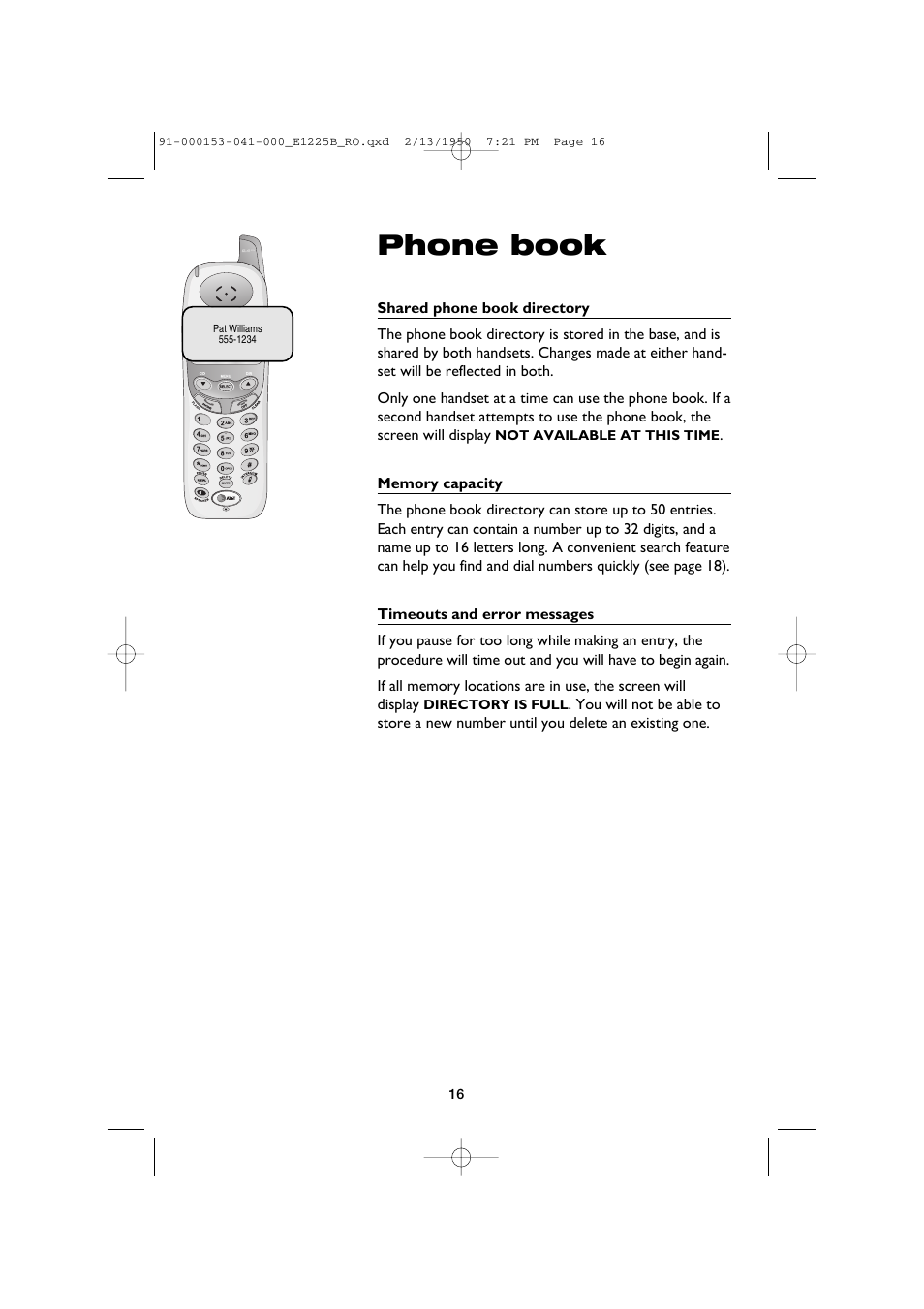 Phone book | AT&T E2725B User Manual | Page 18 / 39