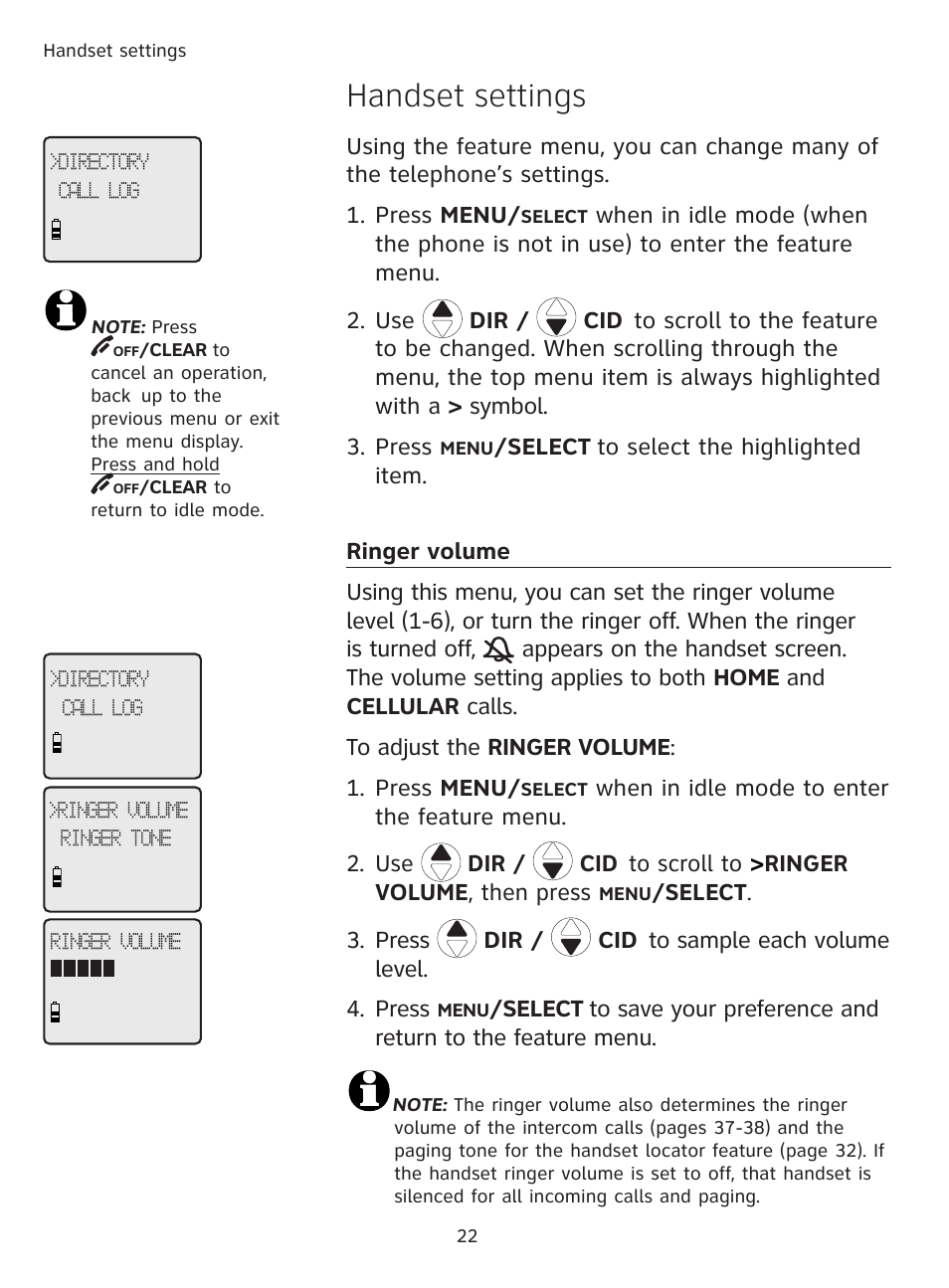 Handset settings | AT&T DECT TL91278 User Manual | Page 27 / 91